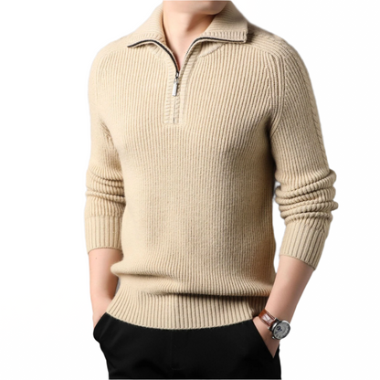 Salvatore | Quarter-zip trui van premium katoenblend
