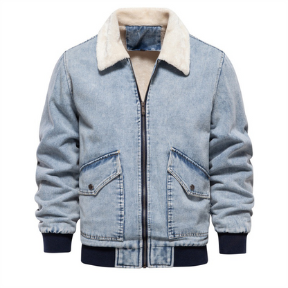 DenimSherpa | Heren denim jas met fleece voering en kraag