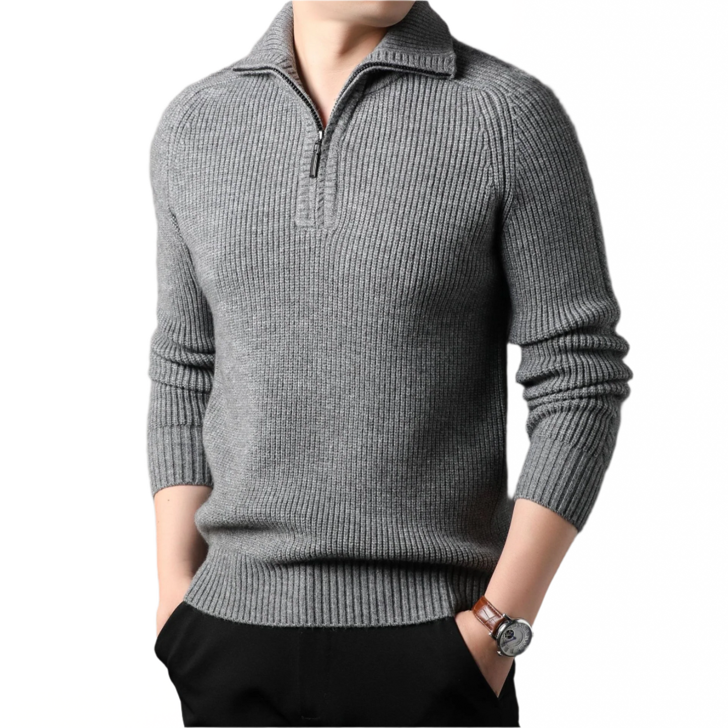 Salvatore | Quarter-zip trui van premium katoenblend