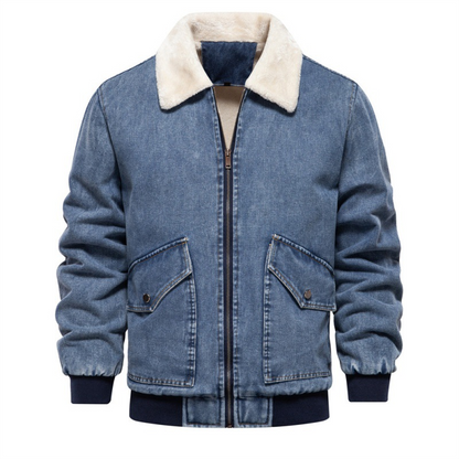 DenimSherpa | Heren denim jas met fleece voering en kraag