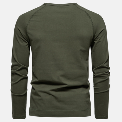 Stephen | Heren Henley shirt met lange mouwen