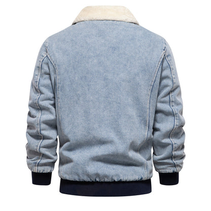 DenimSherpa | Heren denim jas met fleece voering en kraag