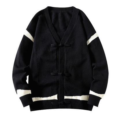Haiku | Blauwe heren cardigan met unieke knoopsluiting