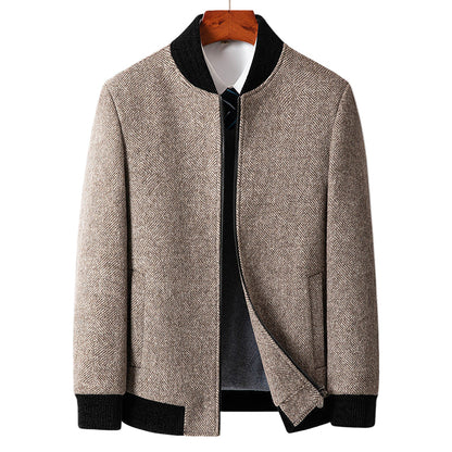 WeaveGuard | Woljas met herringbone patroon en ribkraag