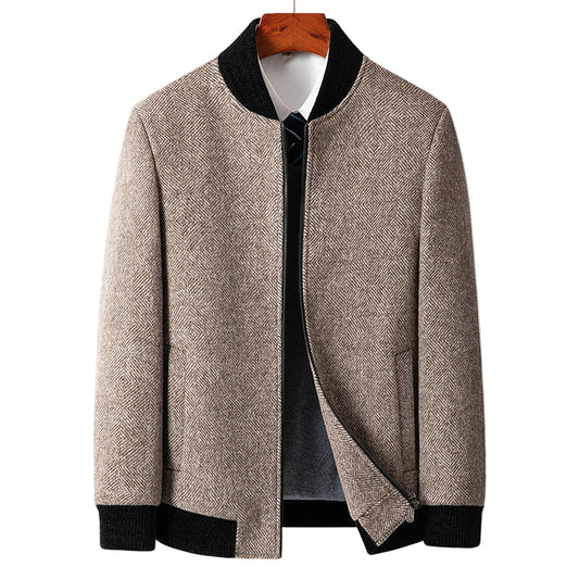 WeaveGuard | Woljas met herringbone patroon en ribkraag