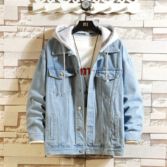 StreetHood Denim | Heren denim jas met capuchon en knopen