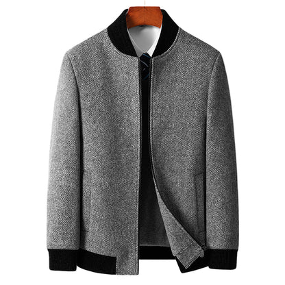 WeaveGuard | Woljas met herringbone patroon en ribkraag