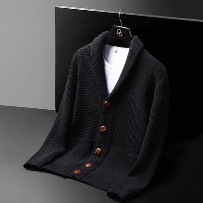 Elmcrest Knit | Wolcardigan met klassieke varsity‑stijl