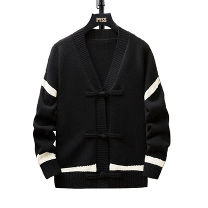 Haiku | Blauwe heren cardigan met unieke knoopsluiting