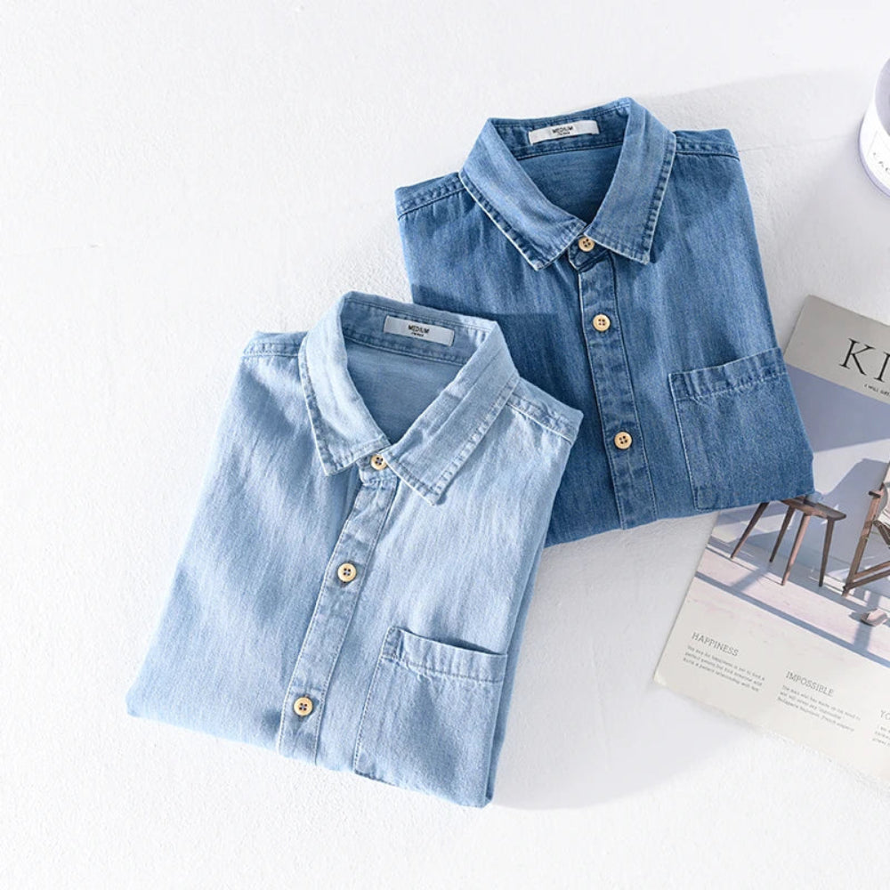 Ole | Denim shirt met een stoer randje