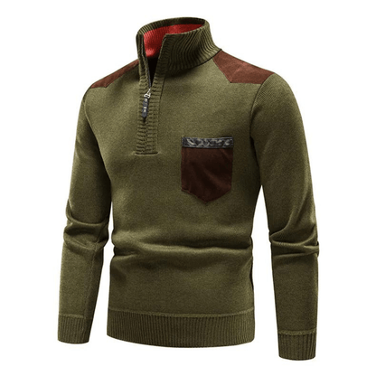 Zip Collar | Heren herfsttrui met ritssluiting en contrastdetails