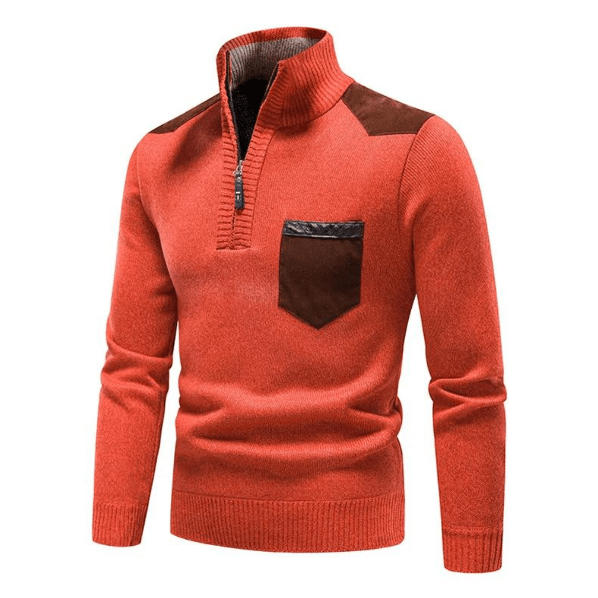 Zip Collar | Heren herfsttrui met ritssluiting en contrastdetails