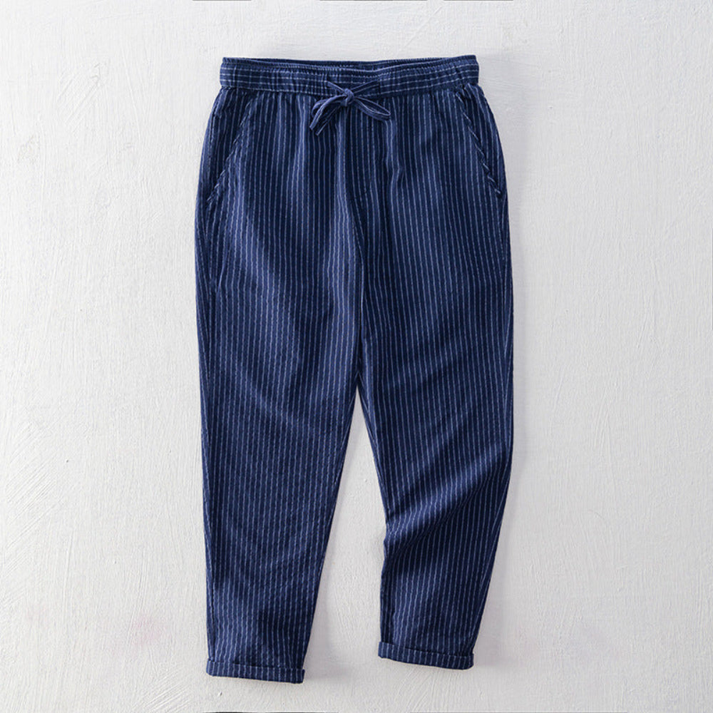 PinLuxe | Katoenen broek met krijtstreep