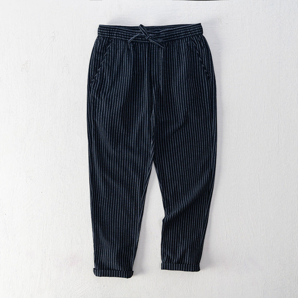 PinLuxe | Katoenen broek met krijtstreep