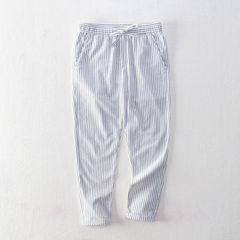 PinLuxe | Katoenen broek met krijtstreep