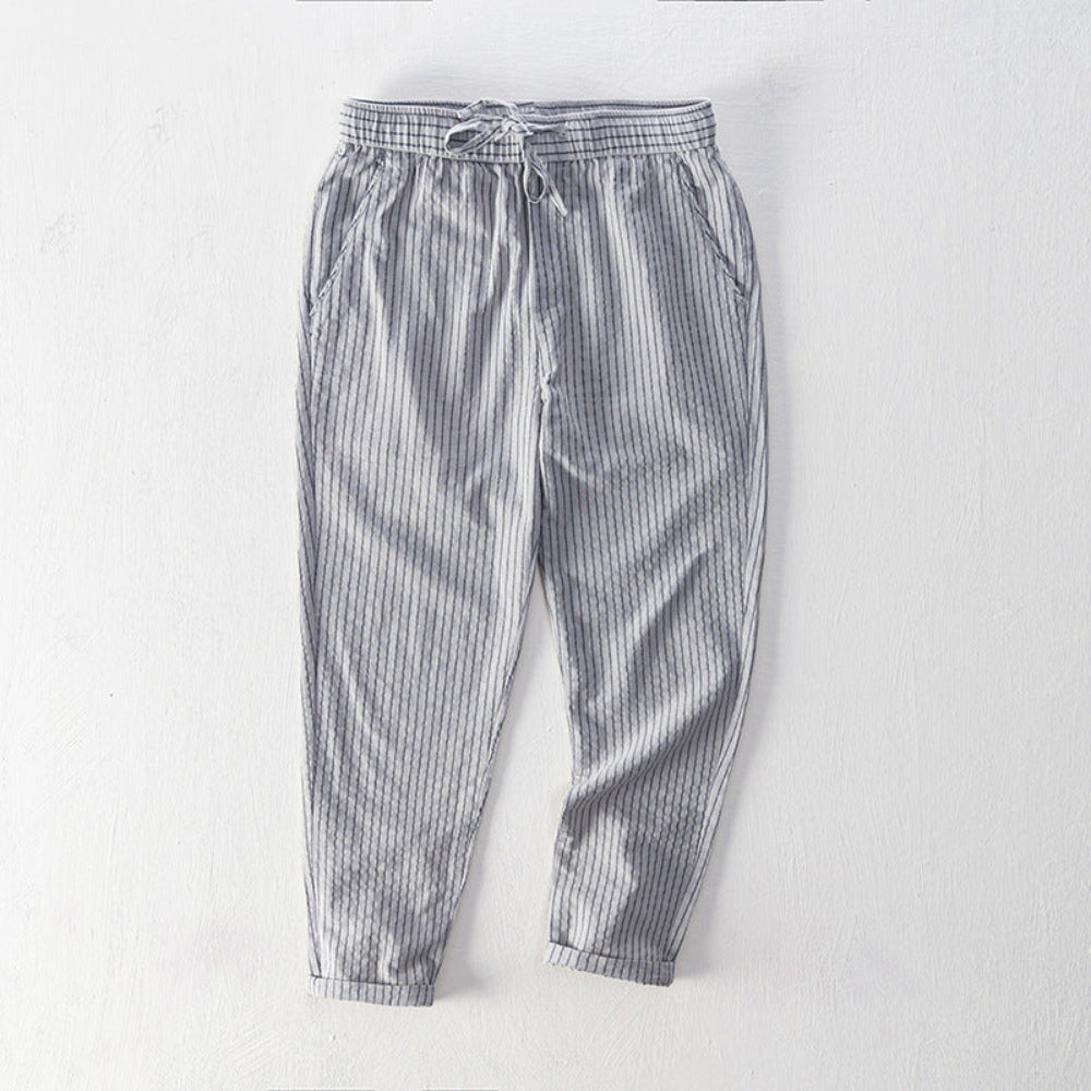 PinLuxe | Katoenen broek met krijtstreep