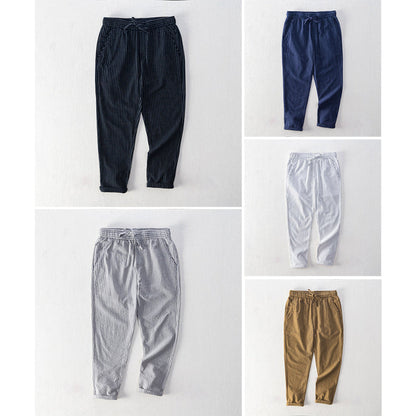 PinLuxe | Katoenen broek met krijtstreep
