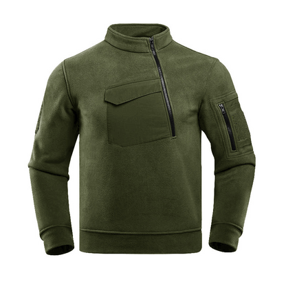 UtilityZip | Heren sweater met halve rits en borstzak