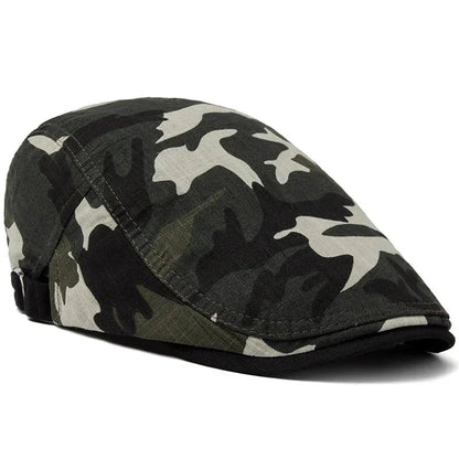 Wexford Camouflage Baret | Lichtgewicht platte zomerpet van katoen linnen