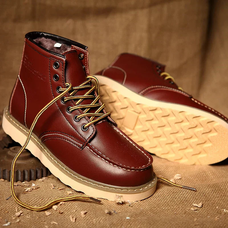 Heren winterlaarzen met veters en profielzool