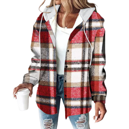 Modern Check | Dames capuchonjas met ruitpatroon en capuchon