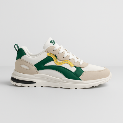 Urban Runner | Heren sneaker in beige en groen met vetersluiting