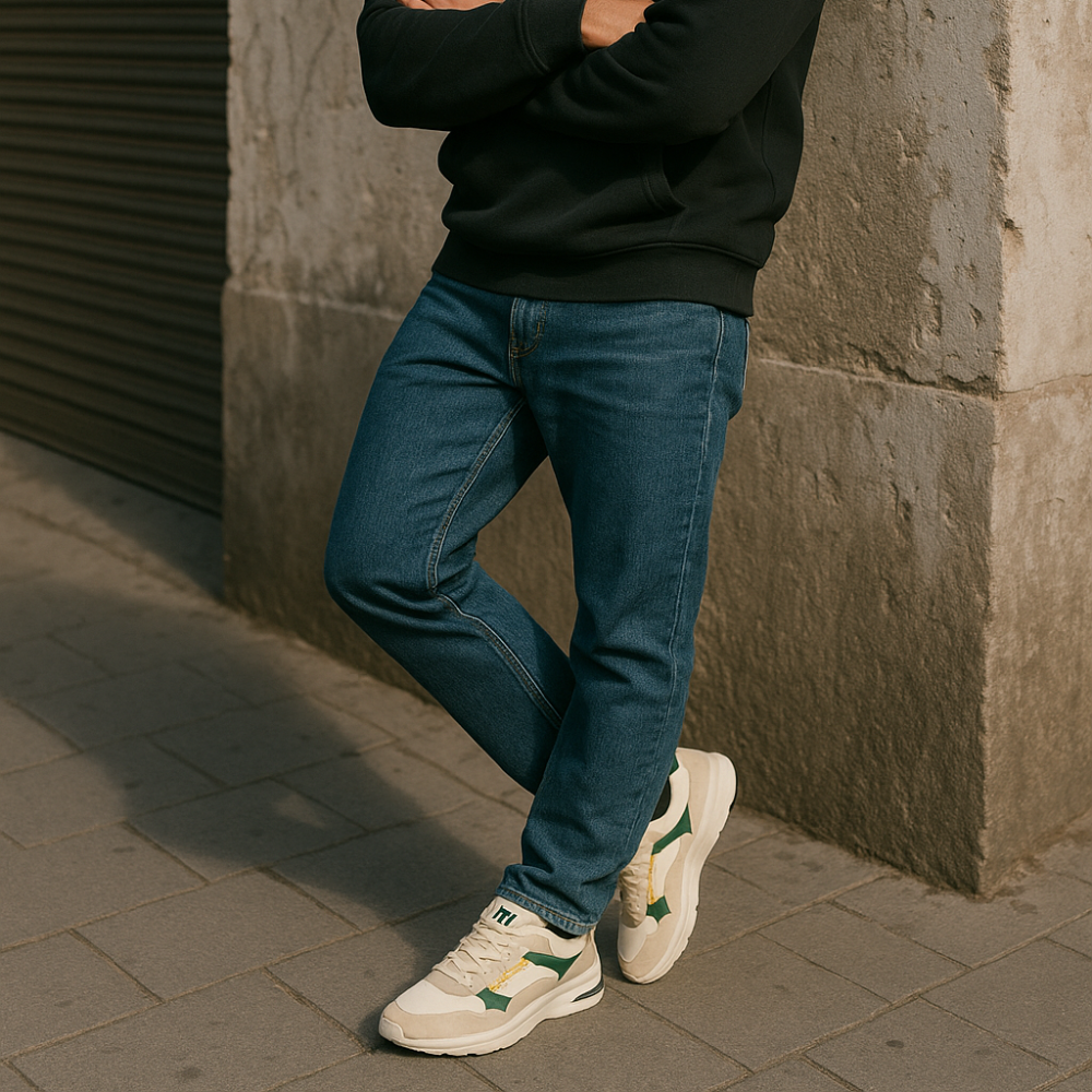 Urban Runner | Heren sneaker in beige en groen met vetersluiting