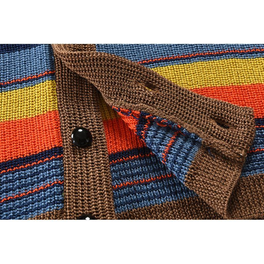 Urban Stripe | Heren gebreide vest met reverskraag en strepen