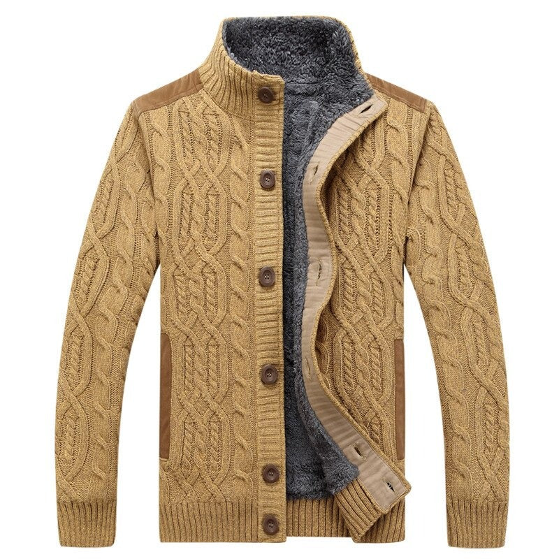 Heren gebreid vest met kabelpatroon en fleecevoering | warm & stijlvol