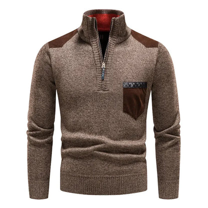 Zip Collar | Heren herfsttrui met ritssluiting en contrastdetails
