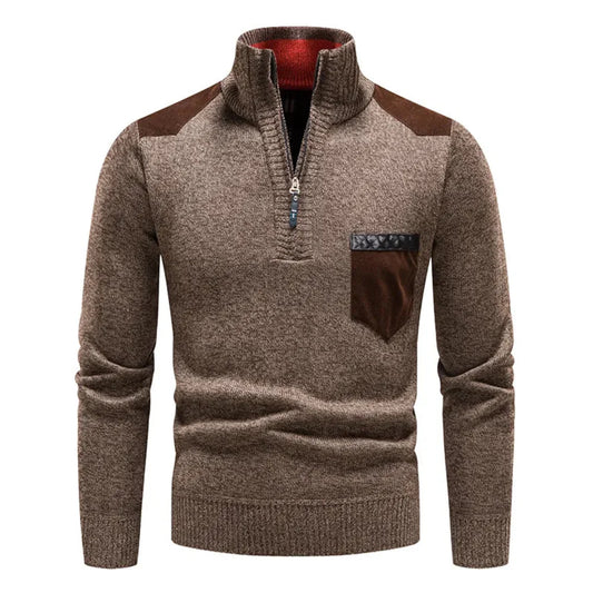 Zip Collar | Heren herfsttrui met ritssluiting en contrastdetails