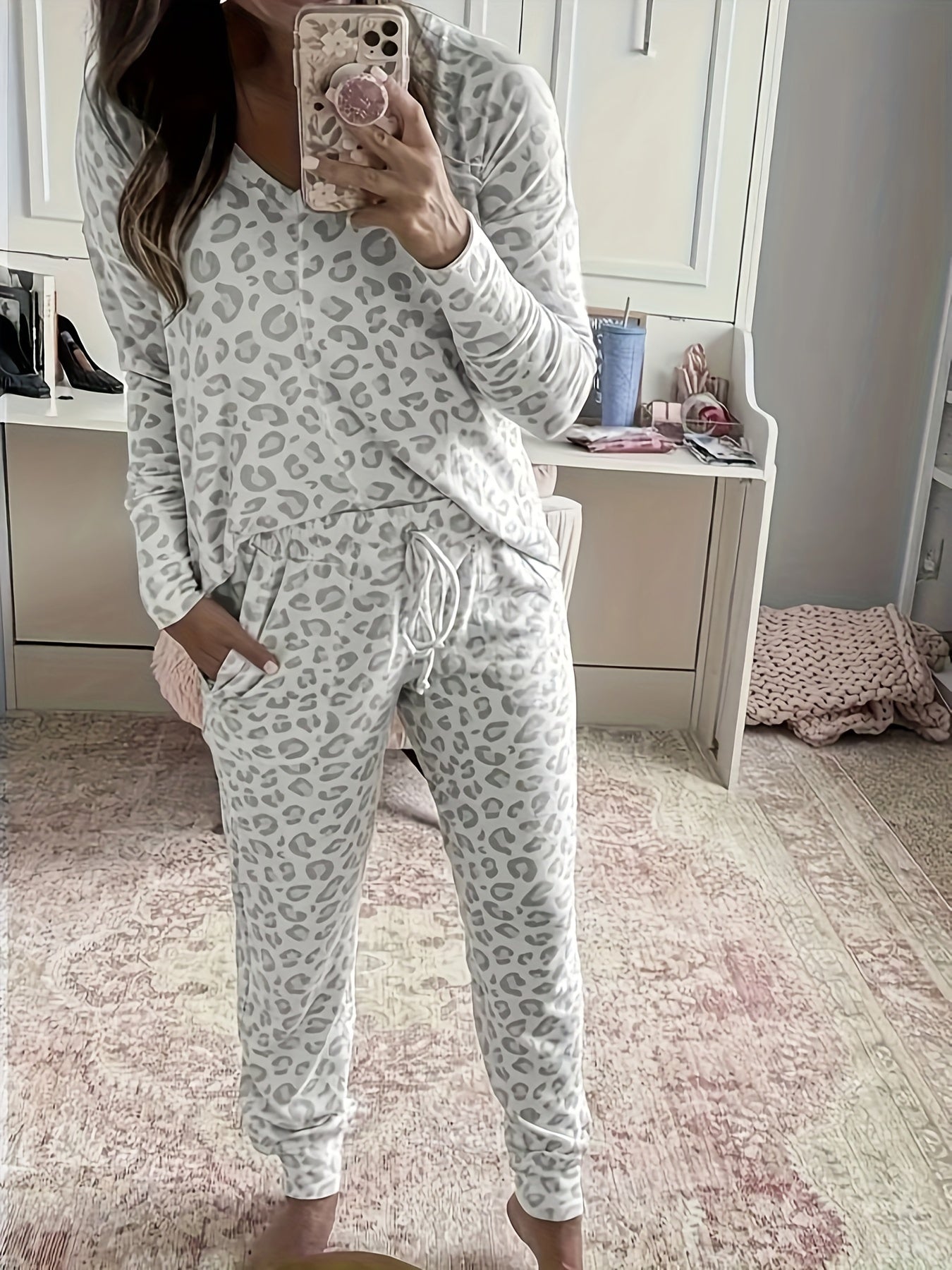 Dames pyjama set | Loungewear dames met luipaardprint