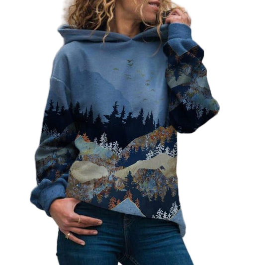 Landschap Hoodie | Dames trui met bergprint
